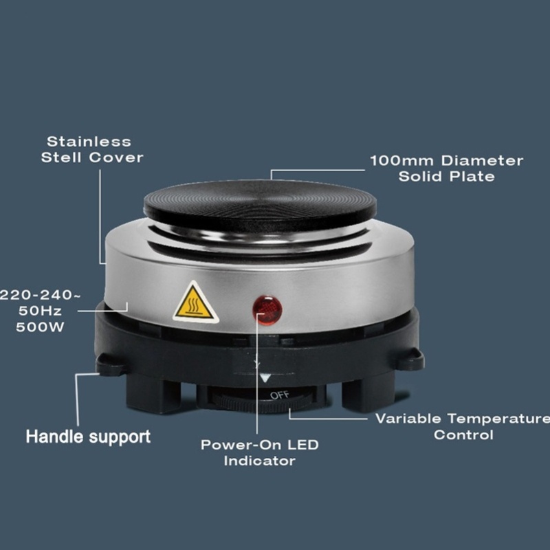 Hot Pot Electric - 500W Elektrische Kookplaat RVS 6 Snelheden