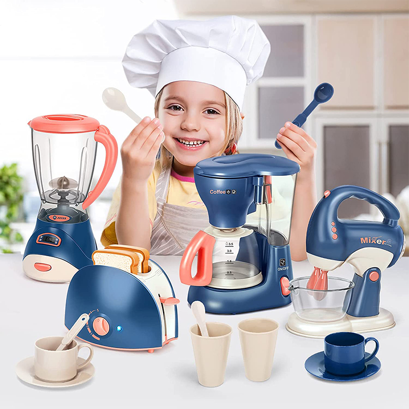 Kitchen Appliances Kids - Mini-huishoudelijke apparaten Keukenspeelgoed, fantasiespelset met koffiezetapparaat