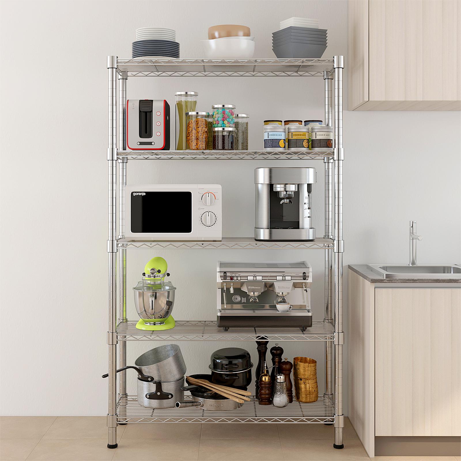 5-laags opbergrekken van zilve - Kitchen Appliances Warehouse recensie en prijs