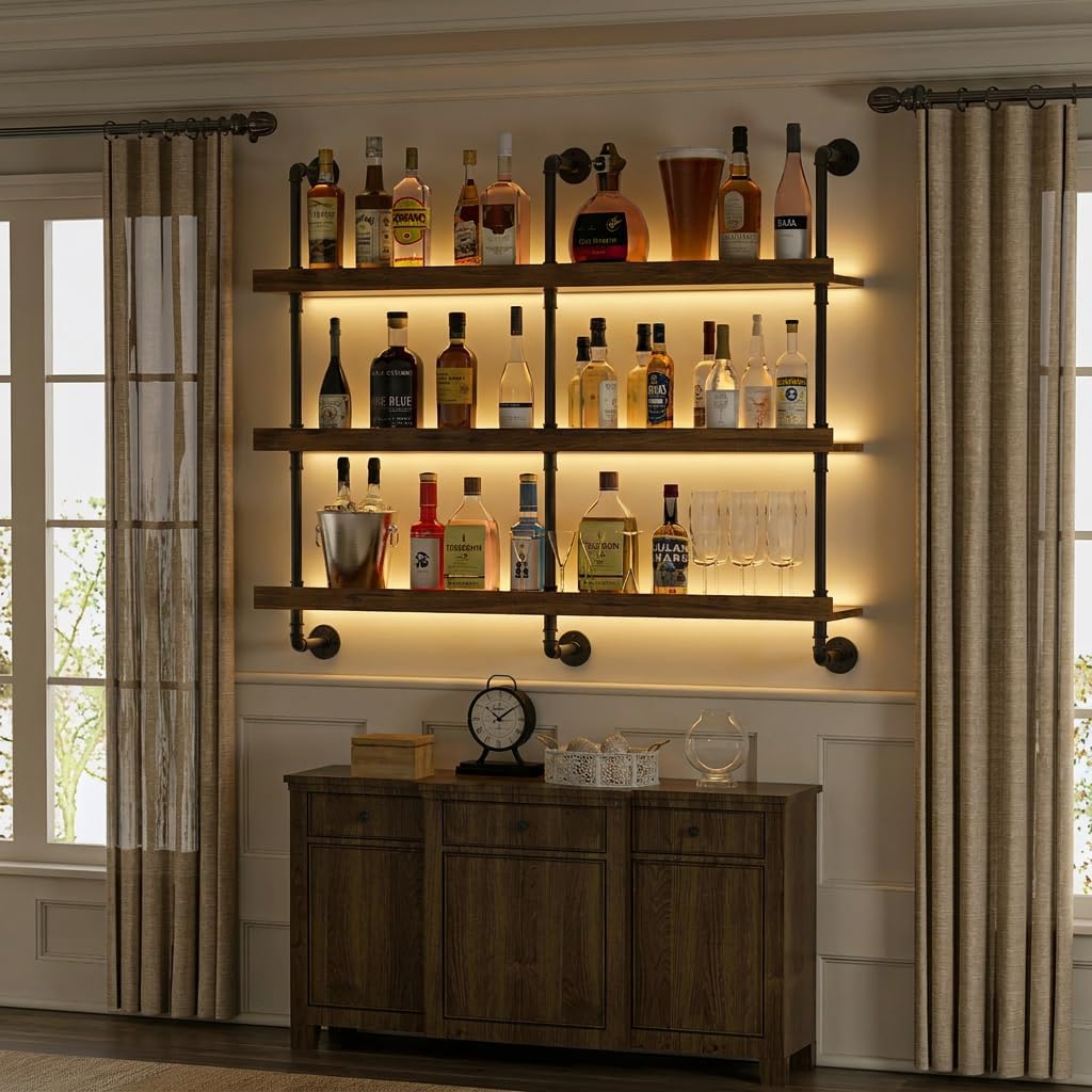Wandgemonteerd wijnrek met LED - Kitchen Appliances Organizer recensie en prijs
