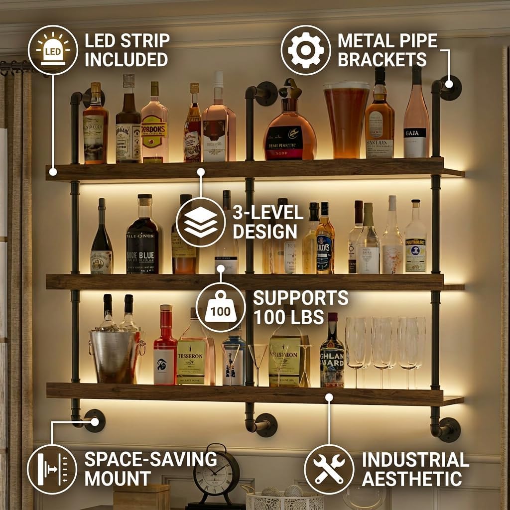 Wandgemonteerd wijnrek met LED - Kitchen Appliances Organizer recensie en prijs